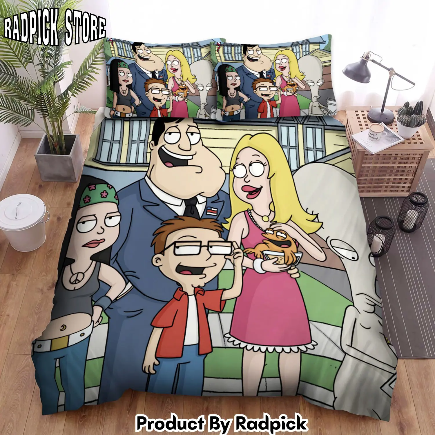 Radpick american dad family in front of the house bed sheets spread duvet cover bedding sets rp3278817